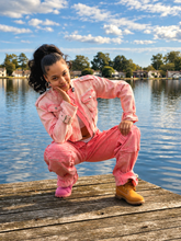 Load image into Gallery viewer, A Vibe Called Blessed - Women's Pink Denim Jacket (FREE SHIPPING)