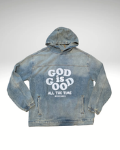 Load image into Gallery viewer, God Is Good Hooded Denim Hoodie (FREE SHIPPING)

